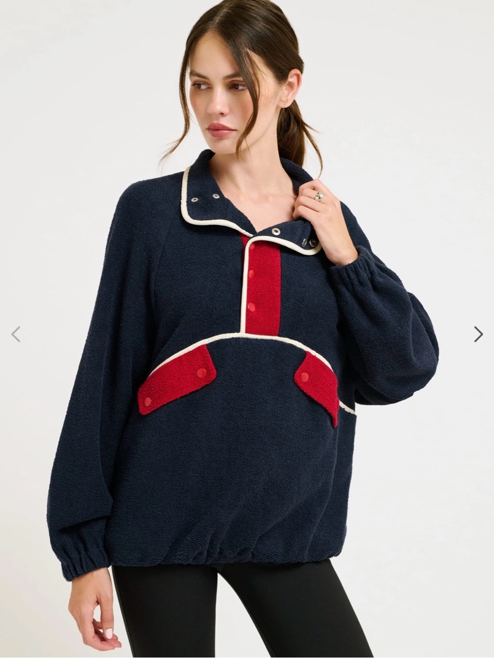 Rumored Navy & Red Pullover French Terry Jacket Sz M - Picture 2 of 12